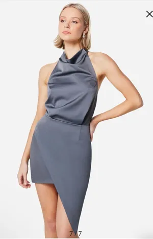 New! Elliatt‎ Camo Asymmetric Satin CocktailDress Sz Large thumbnail 1