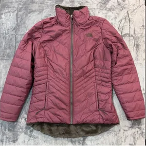 The North Face Mossbud Swirl Reversible Jacket Womens Pink Brown Medium thumbnail 1