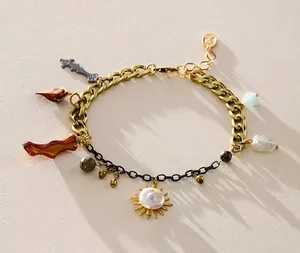 NWT Free People Ariana Ost Bali Charm Anklet In Gold thumbnail 1