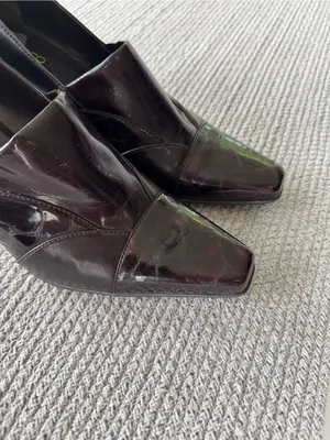 Vintage Franco Sarto Dark Brown Croc Embossed Faux Leather Block Heels Shoes 10 thumbnail 5