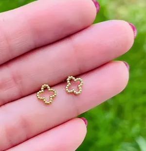 Anthropologie 14K Clover Stud Stacking Earrings thumbnail 3
