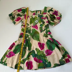 Farm Rio NWT Anthurium Leaves Dress Sand, M thumbnail 6