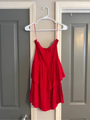 stradivarius Red Tiered Mini Dress thumbnail 2