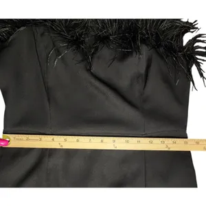 Emory Park Womens Sleek Mini Party‎ Dress Black Ostrich Feather Trim Bodycon L thumbnail 8