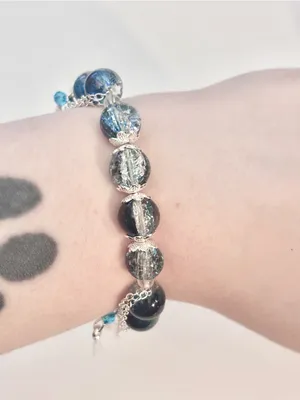 Hand Crafted Blue Beaded Charm Bracelet with Whale Tail And Butterfly Accents thumbnail 7