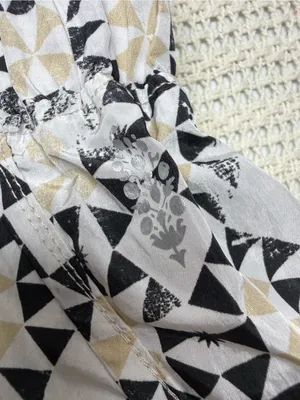 Free People Black & Cream Geometric Pattern Printed Smocked Waist Shorts thumbnail 5