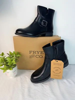 Frye Womens 9M Black Leather Ankle Boots Buckle Zip Casual Biker NWT thumbnail 10