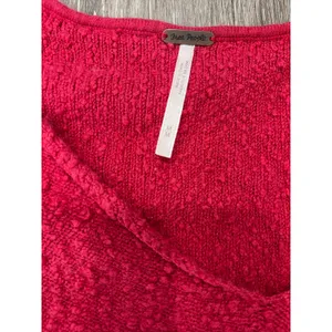 Free People Nubby Knit Sweater Medium Red V Neck Balloon Sleeve Cozy thumbnail 2