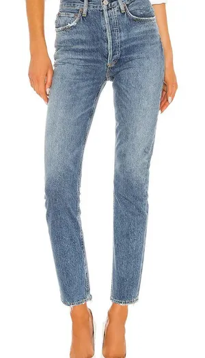 AGOLDE Riley High Rise Straight Crop Jeans Distressed Size 24 thumbnail 1