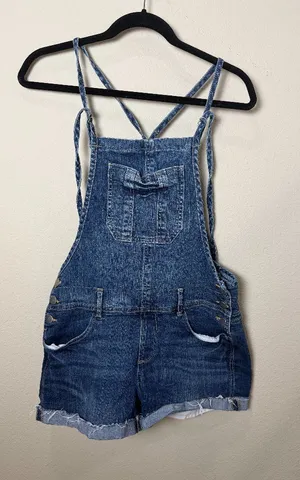 2.1 Denim Jean Overalls Shorts Jorts Blue Jeans Size 30 thumbnail 1