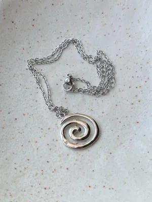 Handmade fully stainless steel spiral swirl uzumaki funky boho grunge style necklace🌀 thumbnail 5