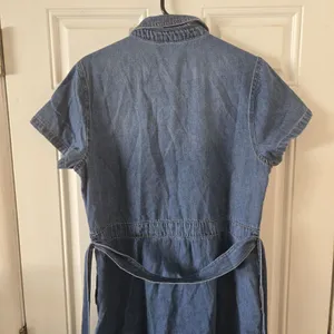 Frye Denim Shirt Dress Womens L Blue Cotton Button Tie Waist Western Belted thumbnail 6