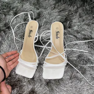 White Lace Up Heels Size 6.5 thumbnail 1