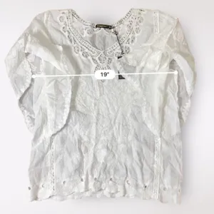 Spiaggia Dolce NWT Sheer Lace Blouse‎ Womens Size M Boho Beachy thumbnail 5