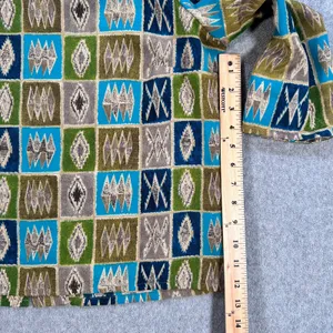 Jordan Vintage 3/4 Sleeve Blouse Womens Large Button Back Square Neck Green/Blue thumbnail 4