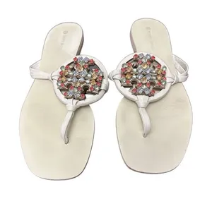 Tory Burch crystal miller square toe calf leather embellished sandal Sz 7.5 thumbnail 1