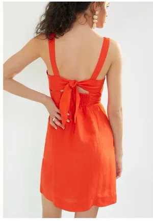 Maeve Anthropologie nwt Tangerine twist front mono dress size XS thumbnail 3
