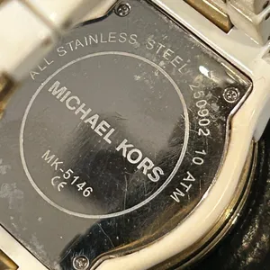 Michael Kors Gold Dial White Strap Watch 10 ATM CRYSTAL 29.40k 29.40mm thumbnail 8