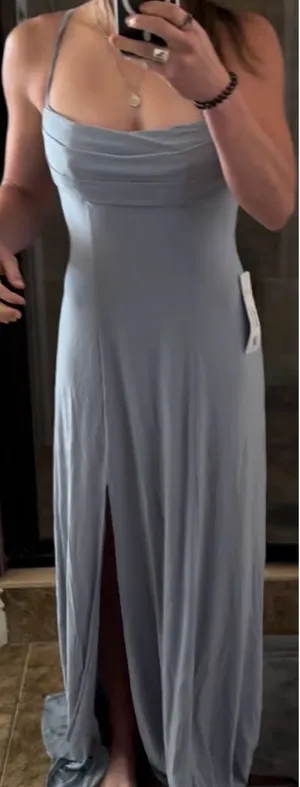 Azazie Dusty Blue Dress Formal thumbnail 5