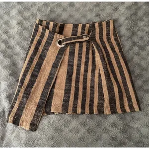 Free People Wrap Mini Skirt M Brown Stripe Asymmetrical Boho Cottage Festival thumbnail 10