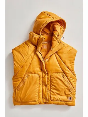 FP Free People Movement Hooded Parker Poncho Primaloft Vest Insulation Mustard thumbnail 5
