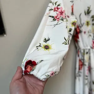 White Floral Maxi Dress Cottagecore Romantic Bridal Shower Spring M thumbnail 5