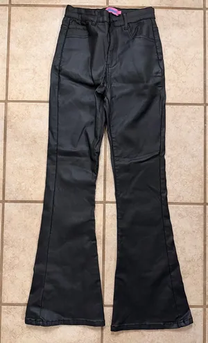 Black Coated Flare Pants thumbnail 1
