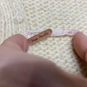 Free people cream wool blend crocheted cropped tank top women's‎ size large thumbnail 2