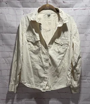 aerie Cream Button-Down Shirt Woman’s‎ Size Medium thumbnail 1