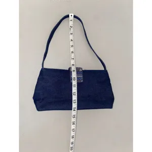Y2K Aesthetic 100% Cotton Blue Jean Denim Beaded Closure Shoulder Handbag Purse thumbnail 2
