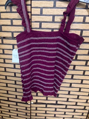 Time and tru burgundy smocked tank top size small thumbnail 5