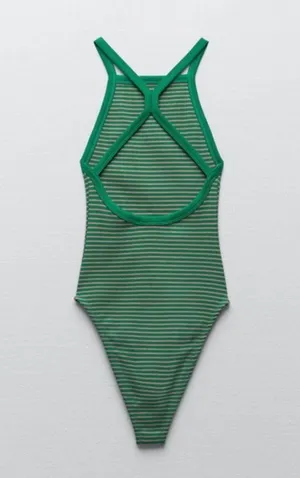 ZARA Striped Bodysuit thumbnail 1