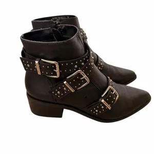 Steve Madden black studded rock leather Moto "Glori" boots women US 7M thumbnail 2