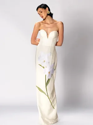 Katie May Ursula Floral Strapless Gown Butter Yellow thumbnail 5