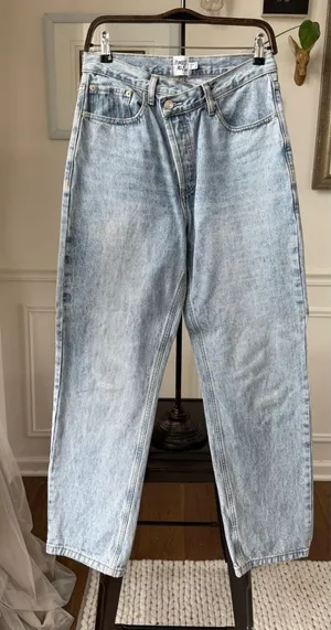 Princess Polly Cross Front Button Fly Slightly Taper Leg Denim Jeans 6 thumbnail 1