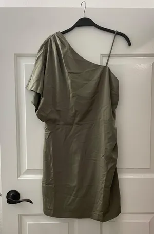 The Clothing Exchange Company | NWOT | One Shoulder Asymmetrical Dress | M | Olive | CD01234 thumbnail 1