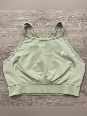 Oner Active Sage Green Seamless High Neck Racerback Sports Bra XS/S thumbnail 2