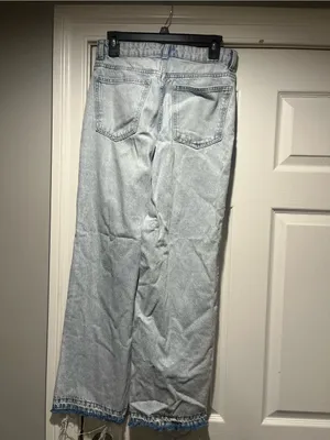 H&M Light Blue Flared Jeans with Raw Hem thumbnail 2