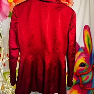 B74. Bebe - Red blazer with silver chain detail thumbnail 4