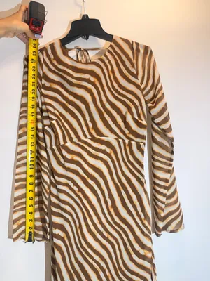 Ownley Valentina Brown Zebra Animal Print Open Back Long Sleeve Maxi Dress M thumbnail 9