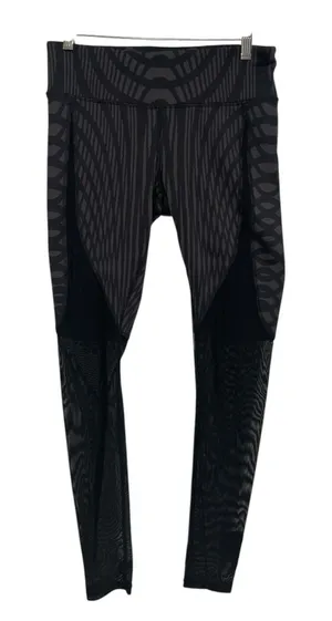 Aloha Island Alo Athletic Leggings Black Patterned Mesh Panels‎ Activewear Workout Pants Med thumbnail 1