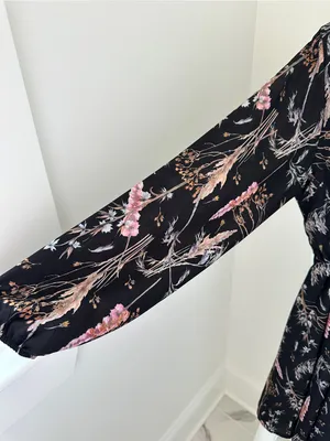 Erika Lang Nordstrom Women's Black Surplice Floral Dress Size Large thumbnail 6