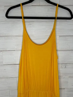Beach Break Jersey Tiered Midi Sundress in Yellow Size Large thumbnail 3