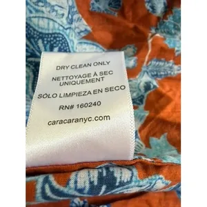 Cara Cara Jazzy Floral Smocked Maxi Dress Puff Sleeve Orange Blue Size Medium thumbnail 13