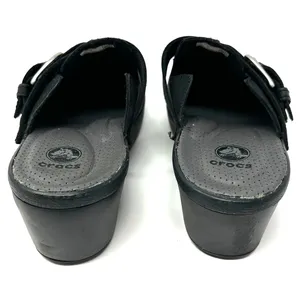 Crocs‎ Size 7 Slip On Clogs Black Style 15513 2.5 in Heel Silver Buckle Comfort thumbnail 4