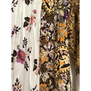 Jane + Delancey Tunic‎ Women Small Gold Mixed Floral Paisley Pintuck Button Down thumbnail 5