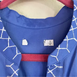 Chico's Poplin Drama Sleeve Top with White‎ Stitching Embroidery Size 12 thumbnail 3