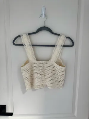 Zara Contrast Trim Knit Top in Ecru thumbnail 2