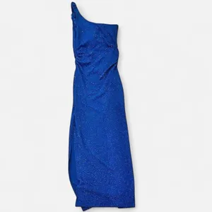 y2K Emerald Sundae one shoulder gown dress floor length xxsmall blue glitter thumbnail 7