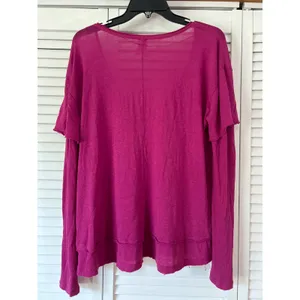 We The Free Free People Magenta Layered Long Sleeve Scoop Neck Top Small thumbnail 6